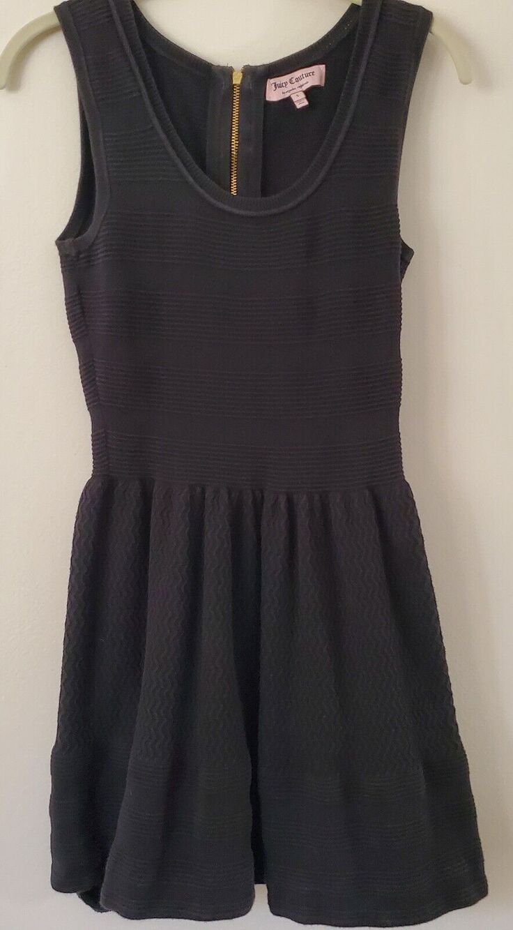 Juicy Couture Exposed Logo Zipper Back Little Black Dress Fitted Size S Stretch